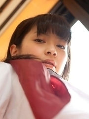 Yuuri Shiina shows nasty behind in panty under uniform